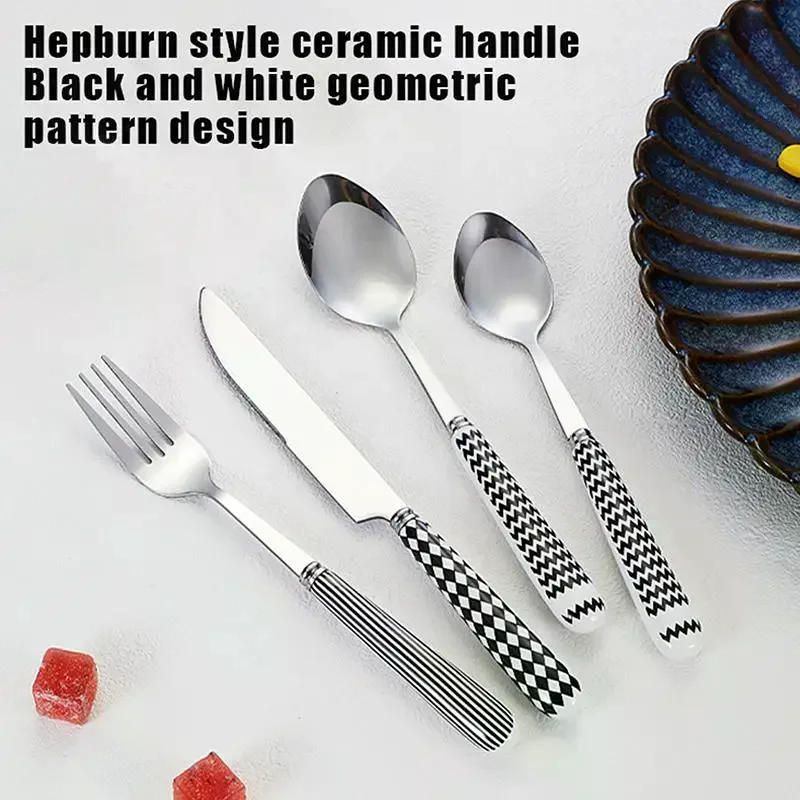 2/4PCS Western Restaurant Stainless Steel Tableware Korean Wave Point Retro Ins Fork Butter Spoon Set Household Steak Tableware - view 4