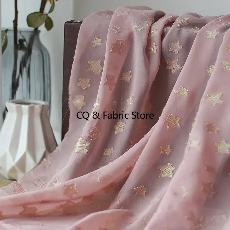 

Colorful Silk Star Pattern Chiffon Jacquard Cut Flower Fabric DIY Spring and Summer Women's Clothing Children's Dress Shirt