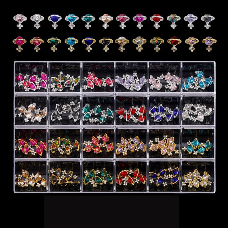 21/24 Grid Shiny Diamond Nail Charms Crystal Rhinestones Nail Art Luxe Jewelry Nails Accessories Decorations Nail Supplies