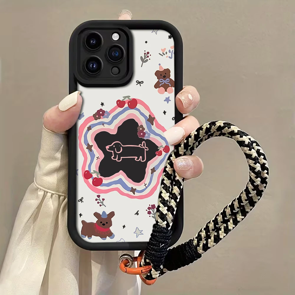 Cartoon Star Dachshund Riemen-Seil-Handyhülle für Samsung Galaxy Note 20 Ultra S24 S25 S26 Plus S24 FE S23 S24 S25 Ultra Cover – Detail 3