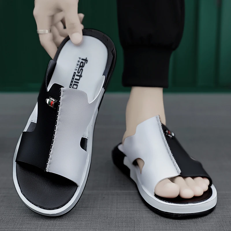 2023 Summer Men Shoes Sandals Comfortable Slip-on Casual Sandal Fashion Shoes Men Slippers Personality Double color blocking