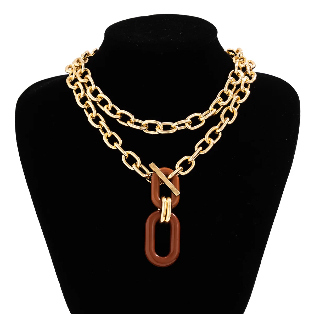 KMVEXO Exaggerated CCB Big Choker Necklace for Women Girl Hiphop Chunky Chain OT Buckle Necklace on the Neck Party Jewelry Gift