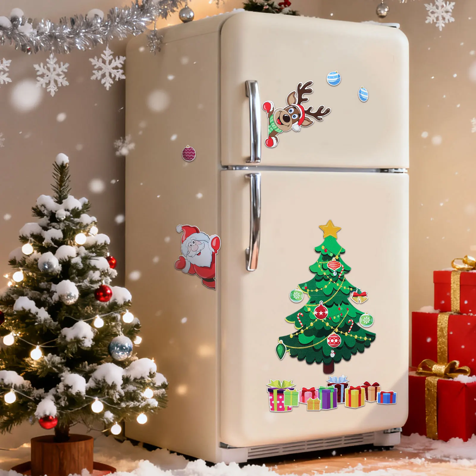 

Christmas Tree Magnetic Fridge Magnets Refrigerator Stickers For Holiday Home Kitchen Decor Xmas Garage Door Ornament