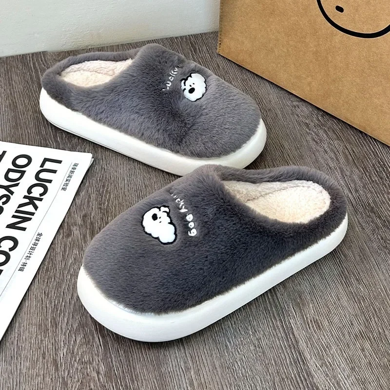 Winter Cotton Bear Plush Slippers Women Indoor Outdoor Wear Soft Thick Non-slip Warm Cute Design Fashion Versatile