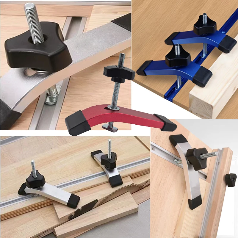 Aluminum Alloy T-Track Hold Down Clamp Woodworking Fixture for Table Saw CNC Router Miter Track T Slot Rail