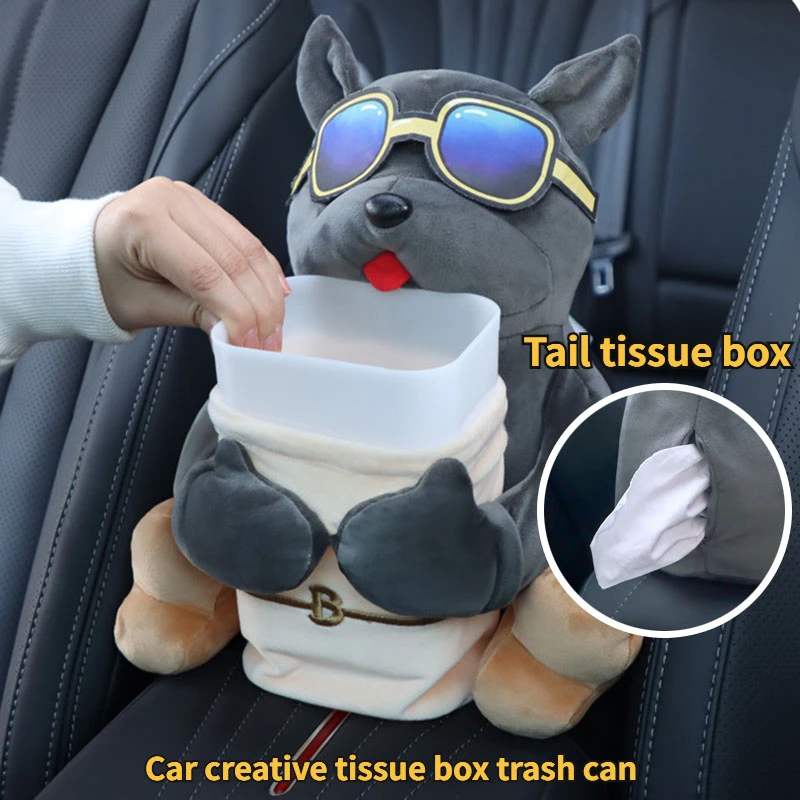 

Car Creative Tissue Boxes Corgi Cloth Doll 2-in-1 Tissue Box Auto Decoration Storage Automobile Trash Can Car Tissue Holder 2024