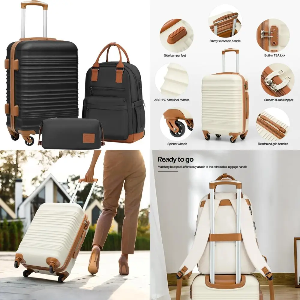 

Набор чемоданов из трех частей с замком TSA, вращающимися колесами, набор чемоданов для ручной клади черного цвета для путешествий