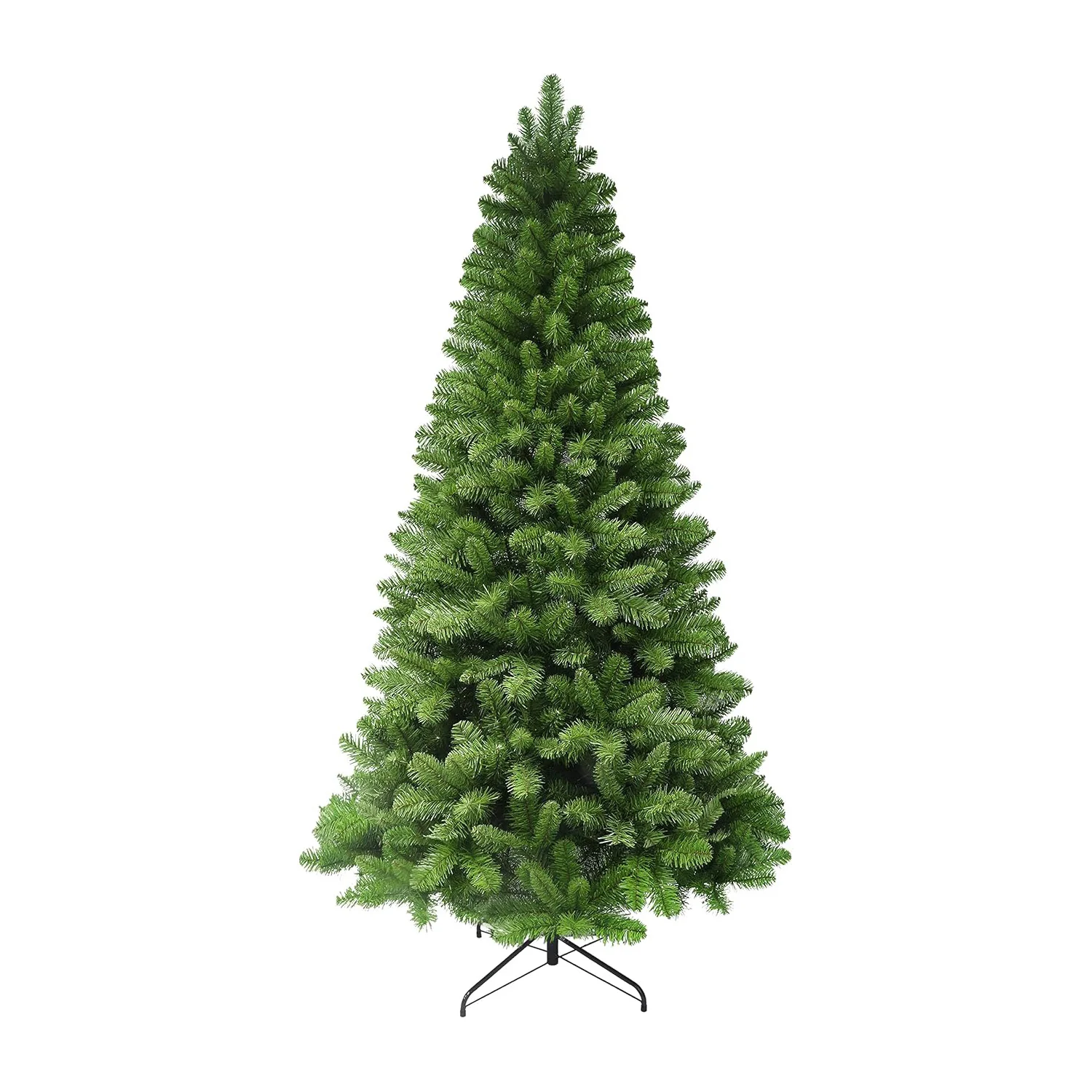 Hinged Pine Tree,6FT Green Christmas Tree,  Artificial Premium PVC Needles/Solid Metal Stand, Xmas Full Tree for Indoor Decor