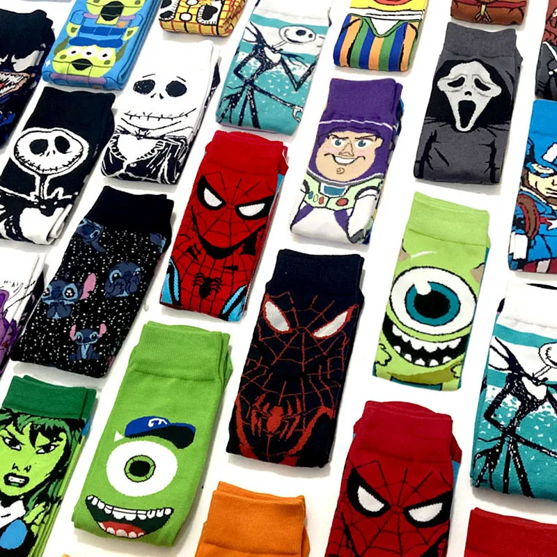 1 Pair New Anime Marvel Men Socks Long Sock Knee-High Couples cosplay Sock Personality Hip Hop Harajuku Funny Sock for Women