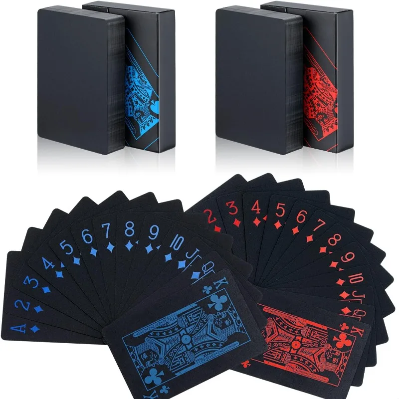 Premium Black Playing Cards Waterproof Plastic Playing Cards, Perfect Game Toy for Family Gatherings, Parties, Magic Show