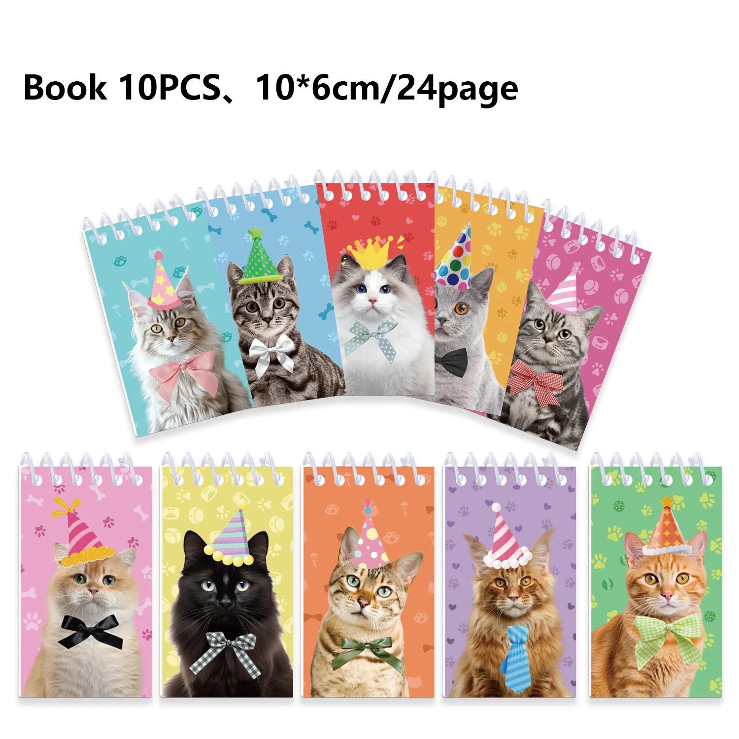 10 Pack Small Cat Pocket Notebook Bulk Mini Notebooks for Pa