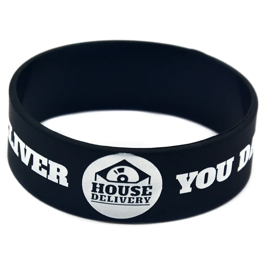 1 Inch Wide Custom Logo Silicone Wristband One Inch Wide Bracelet Eco-Friendly Rubber Bangle