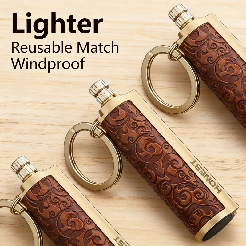 

New Vintage Waterproof Match Design Lighter Air Sealed Windproof Refillable Reliable Cigarette Tool for Camping Daily Carry