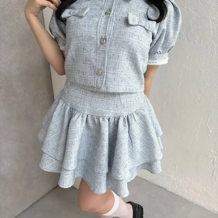 Two Piece Sets for Women Japanese Style Spring and Summer Elegant Outfits Femme New Product Sweet Top with Short Skirt Set