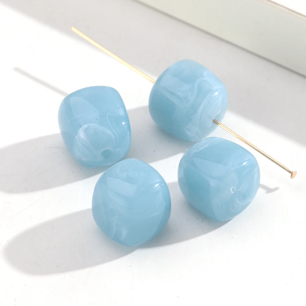 10 stks Marmer Kleur Acryl 16x17mm Vierkante Kubus Vorm Losse Spacer Kralen voor DIY Sieraden Armband Ketting Oorbellen Accessoires