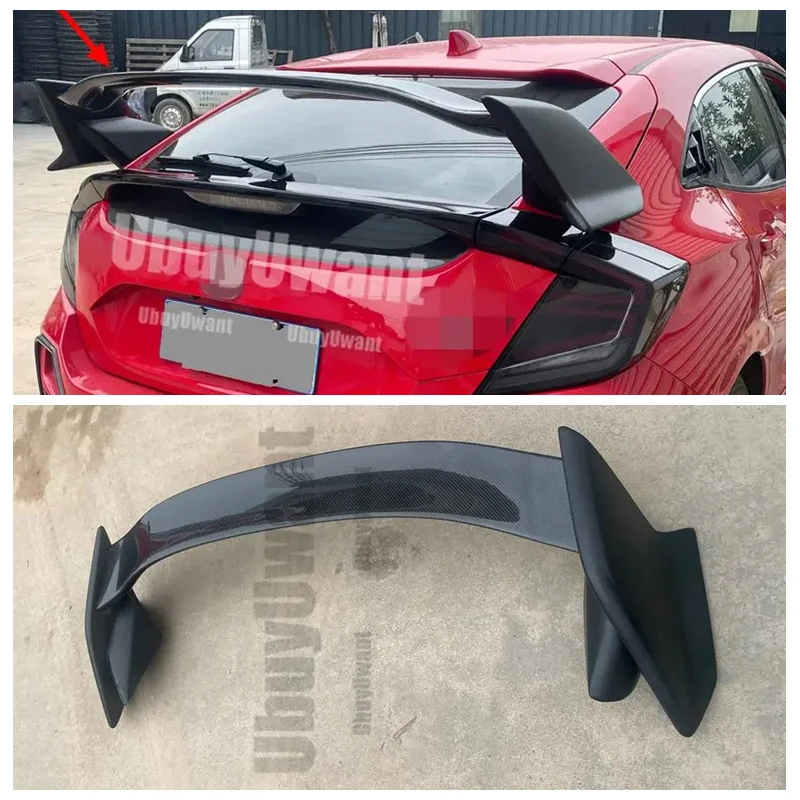 Alerón trasero de fibra de carbono REAL estilo T R Tuning decoración de labio de maletero de ala de techo 2016-2020 para Honda Civic 10. a generación FK7 Hatchback