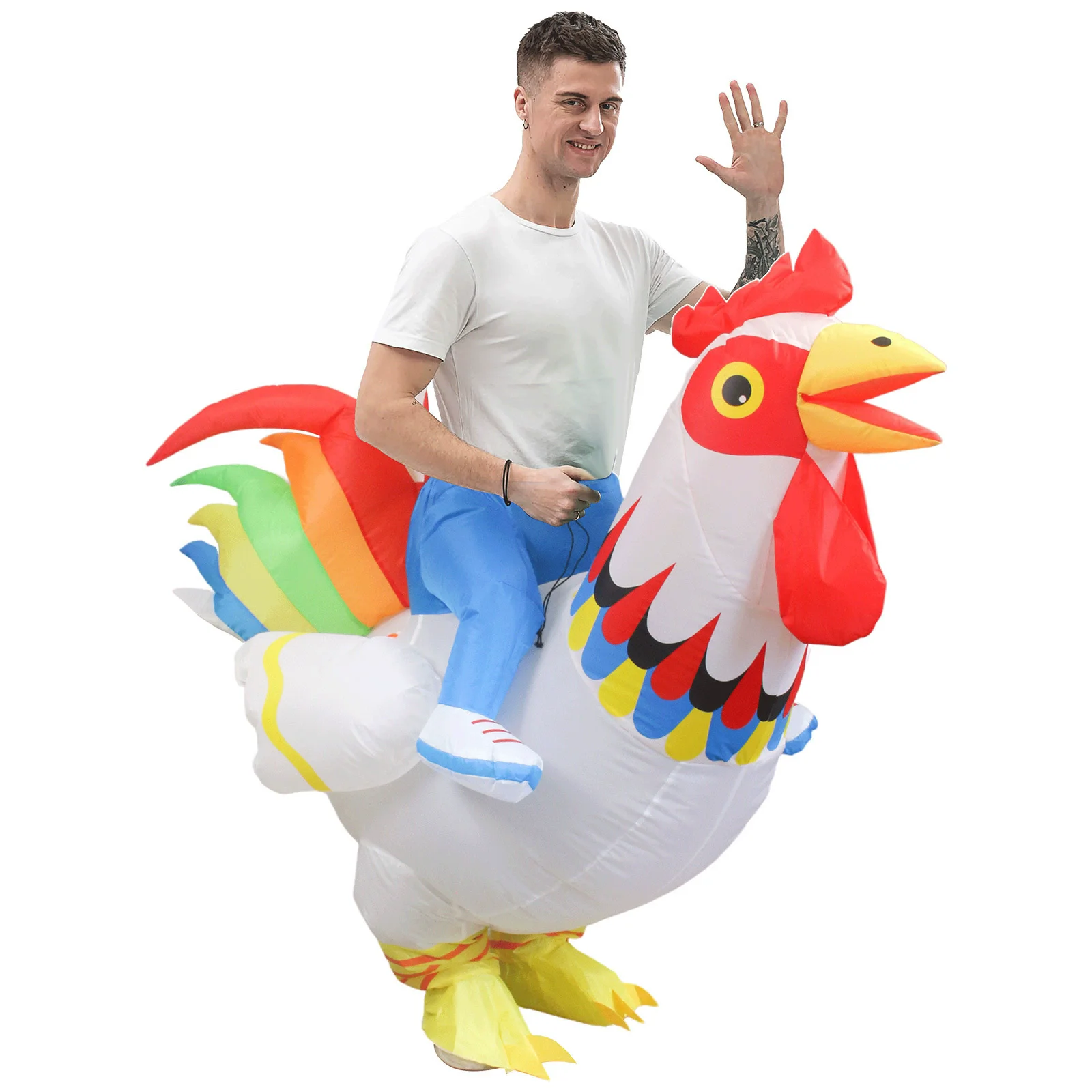 Cosplay Haan Opblaasbare Mascotte Kostuum Cock Blow Up Outfit voor Familie Caroon Pop Grappige Ceremonie Prestaties Feestjurk Prop
