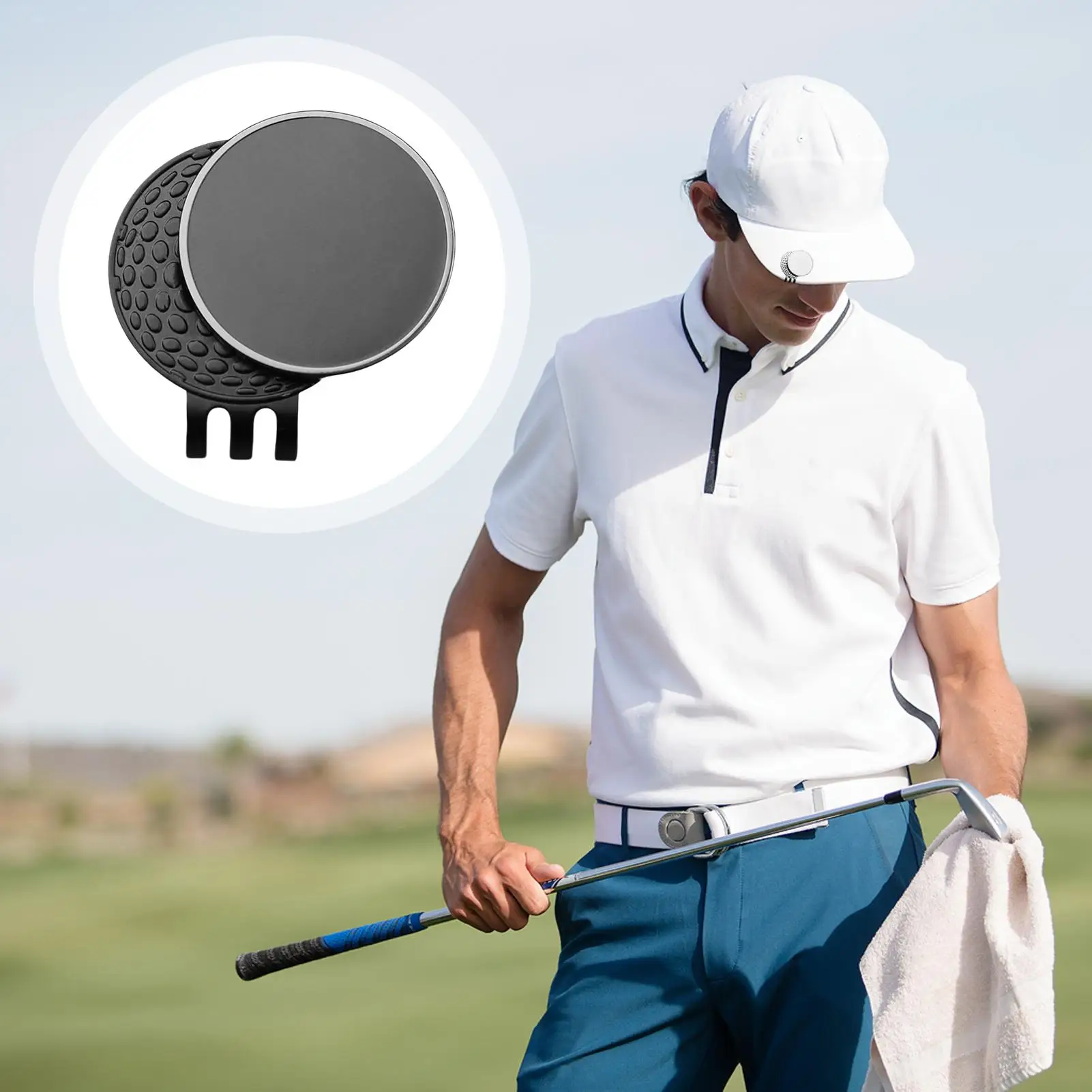 Magnetic Golf Ball Marker Portable Golf Ball Marker Hat Clip Enamel White Metal Ball Marker Hat Clip Marker Set view 4