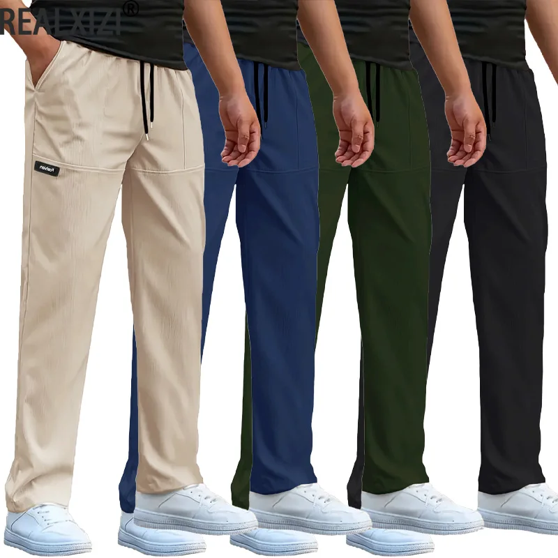 

Мужские повседневные прямые длинные брюки, дышащие свободные спортивные штаны, однотонные брюки для бега, джоггеры для тренировок на открытом воздухе, уличная одежда
