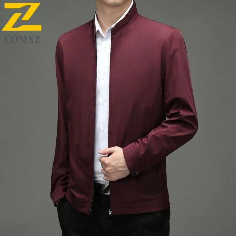 

COMXZ Мужская красивая куртка 2025 Деловая повседневная офисная легкая куртка с воротником-стойкой Формальное пальто для путешествий Гольф Работа Открытая ветровка