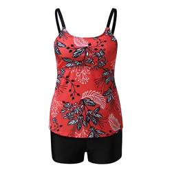 Conjunto de Tankini de talla grande para Mujer, ropa de baño, conjunto de Bikini estampado, traje de baño con correa, ropa de baño para Mujer, traje de playa de verano