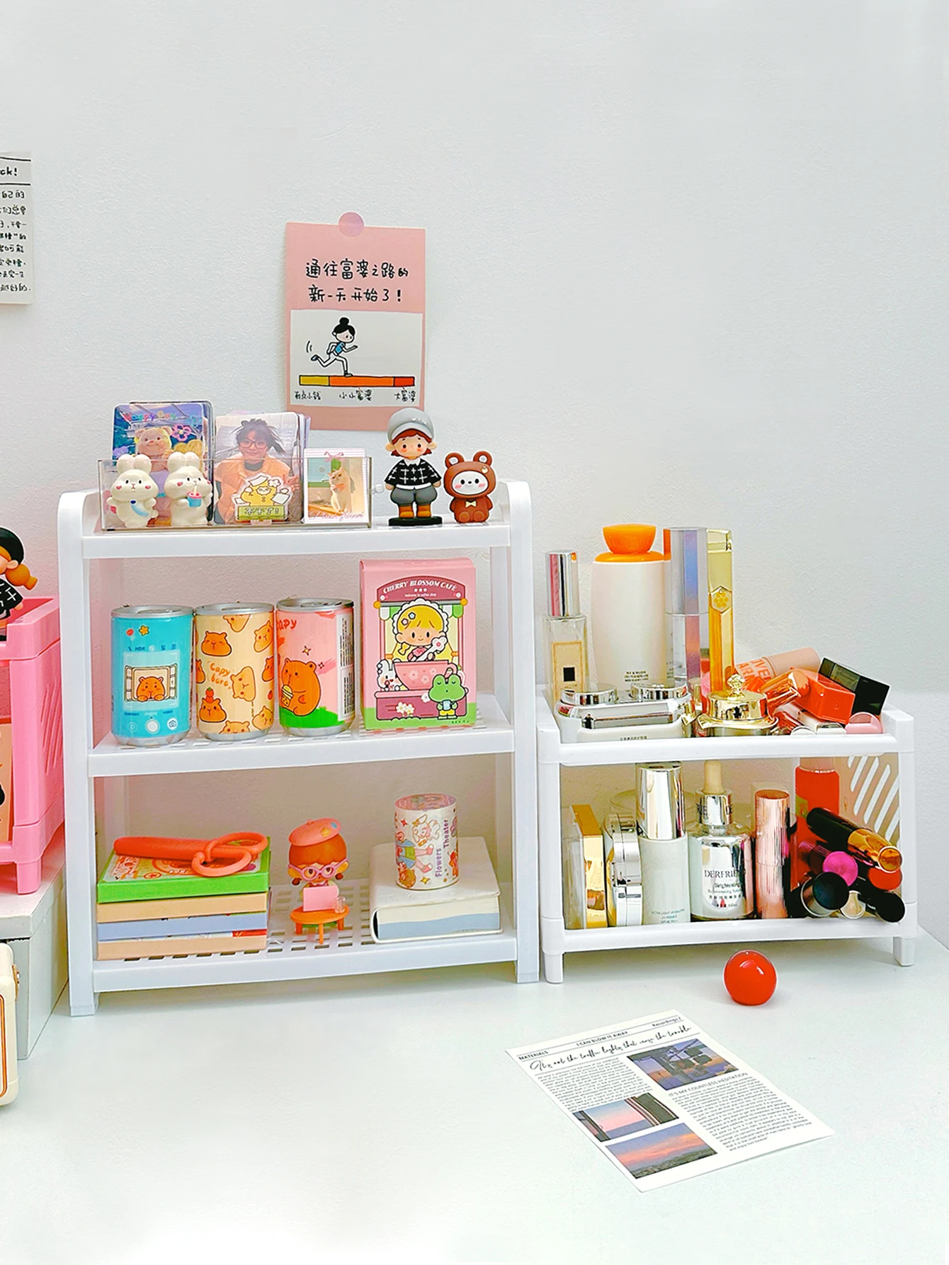 Double/Triple Layered Desktop Storage Shelves For Office Stationery Cosmetics And Miscellaneous Items With Layered Organization