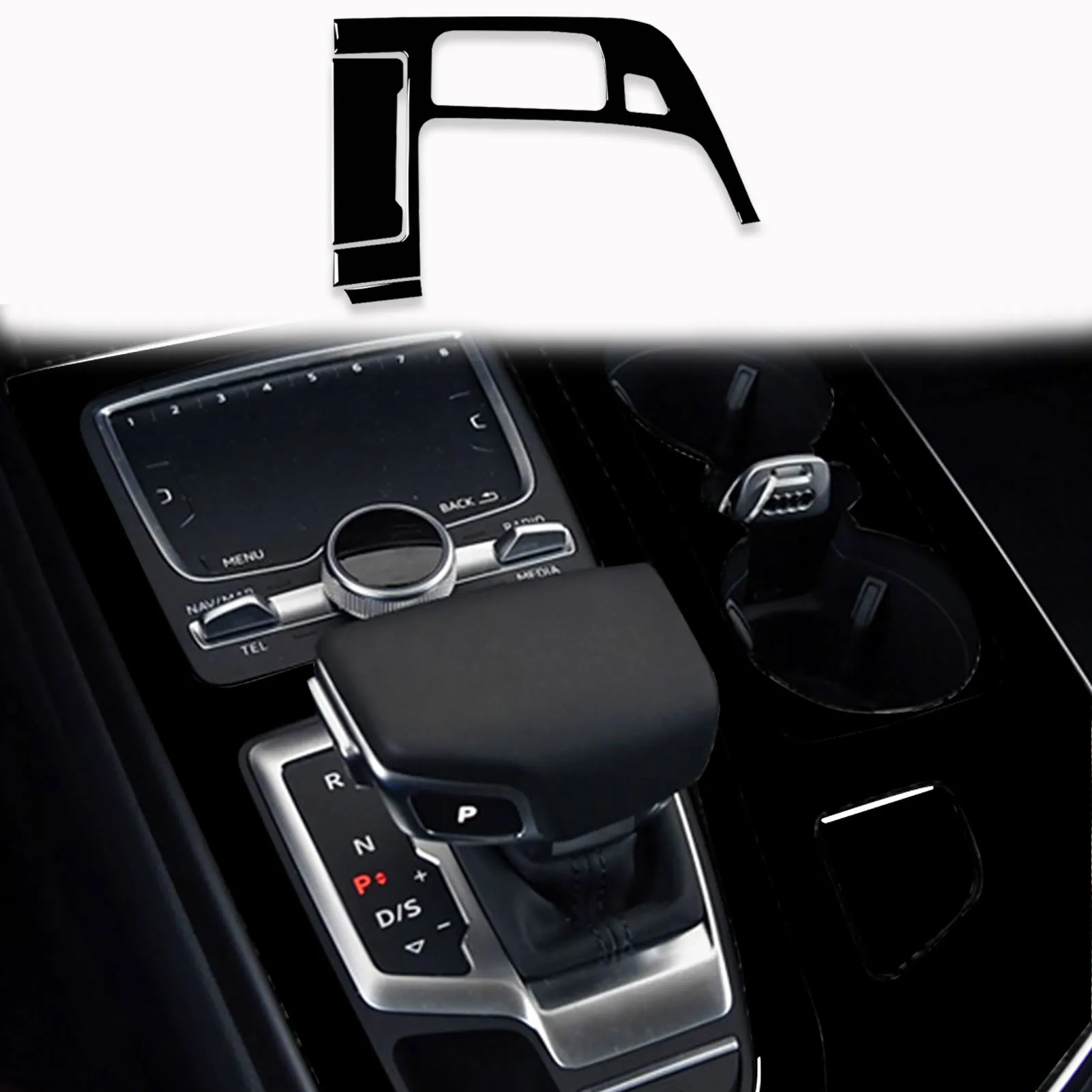 for Audi Q7 SQ7 4M 2016 2017 2018 2019 Gear Shift Water Cup Holder Panel Decoration Cover Sticker Decal Car Interior Accessories