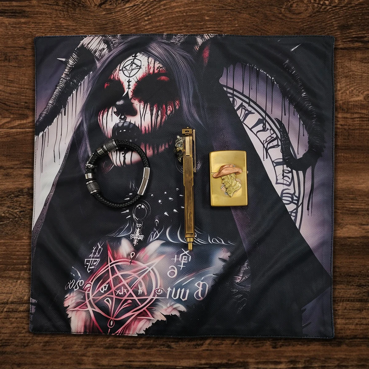 

Men's Hank for Outdoors Tools Knife Beads Storage Decoration Woman Pattern Dark Style Square Handkerchief