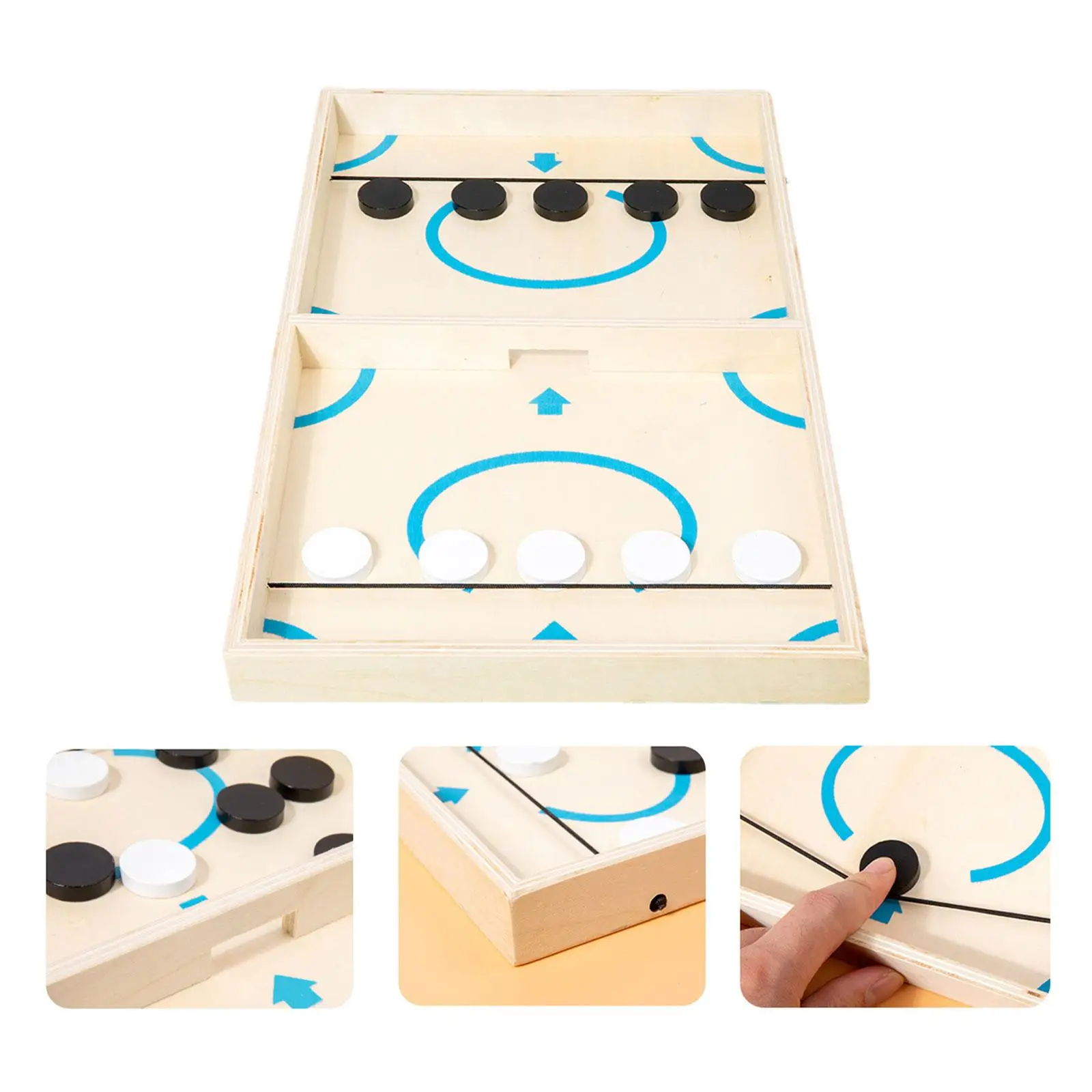 Table Football Game Wooden Hockey Board Game Outdoor Fast Pace Game for Birthday, Friends Parties