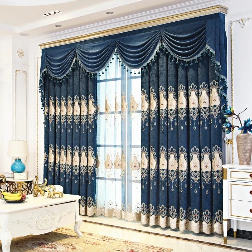 

High End European Style Embroidered Curtains for Shading Living Room, Bedroom, Window Screen, Balcony, Floor To Floor