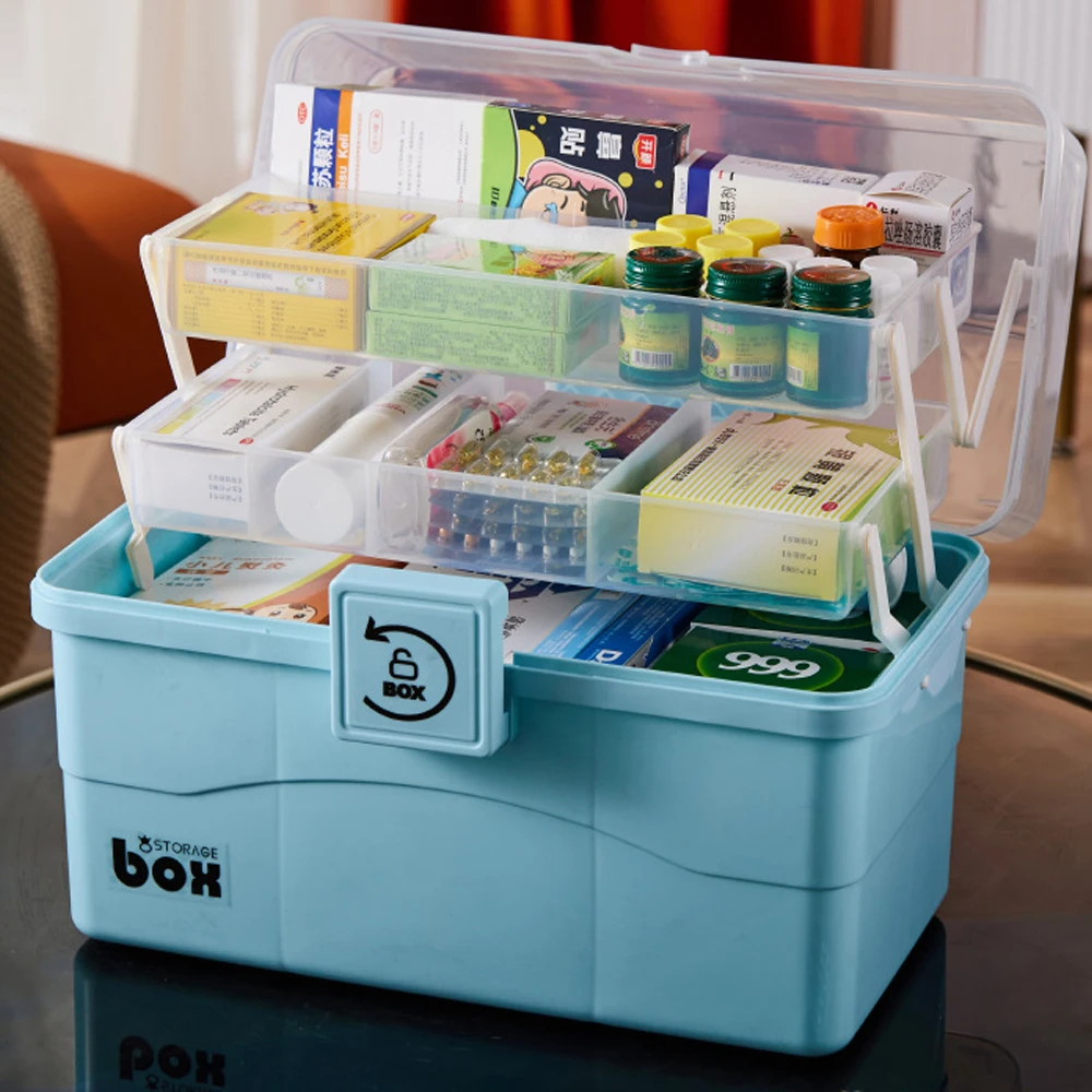 First Aid Kit Container Pill Cases 3Layers Large Capacity Family Medicine Organizer Storage Box Emergency Pharmacy Health Care