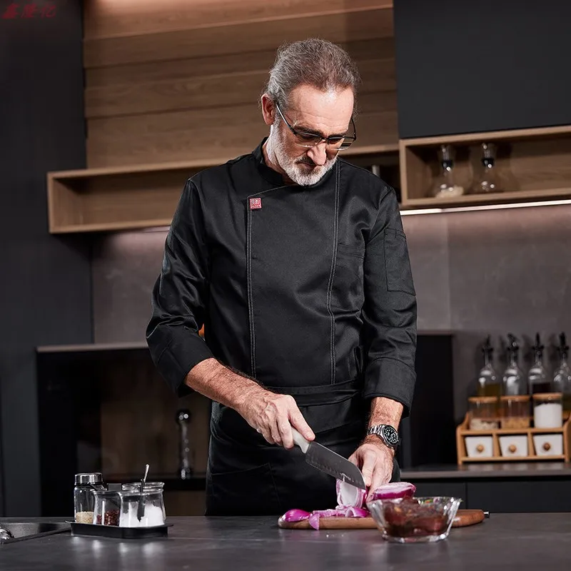 Catering Hotel restaurante cocina uniforme de trabajo de manga larga pastelería panadería camarero uniforme de Chef para hombres