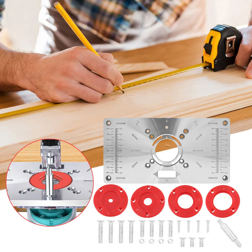 

Router Table Insert Plate Woodworking Benches Aluminium Alloy Wood Router Trimmer Models Engraving Flip Board Machine Tools