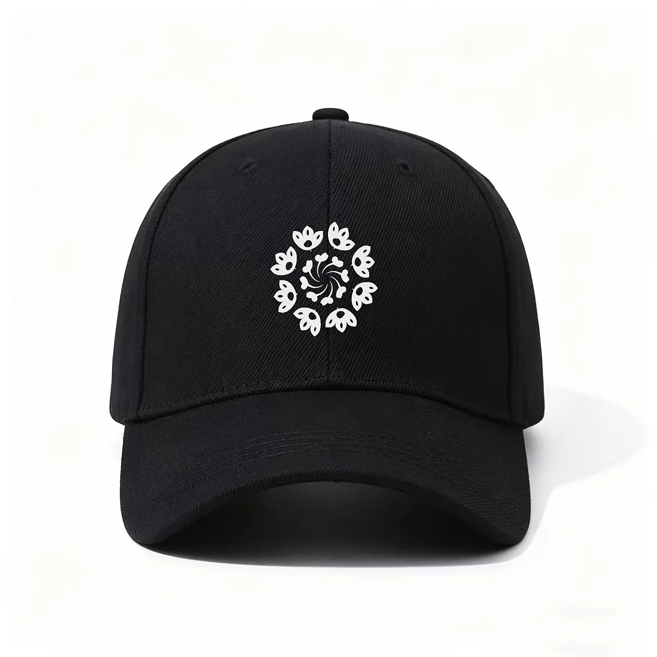 Baseball Cap, with Delicate Floral Mandala Pattern in White, Serene And Bohemian Design, Perfect As Peaceful Artistic Gift for L