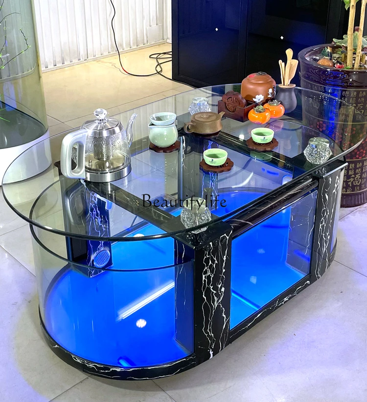 Ecological Tea Table Fish Tank Living Room Aquarium Glass Household Medium TV Cabinet