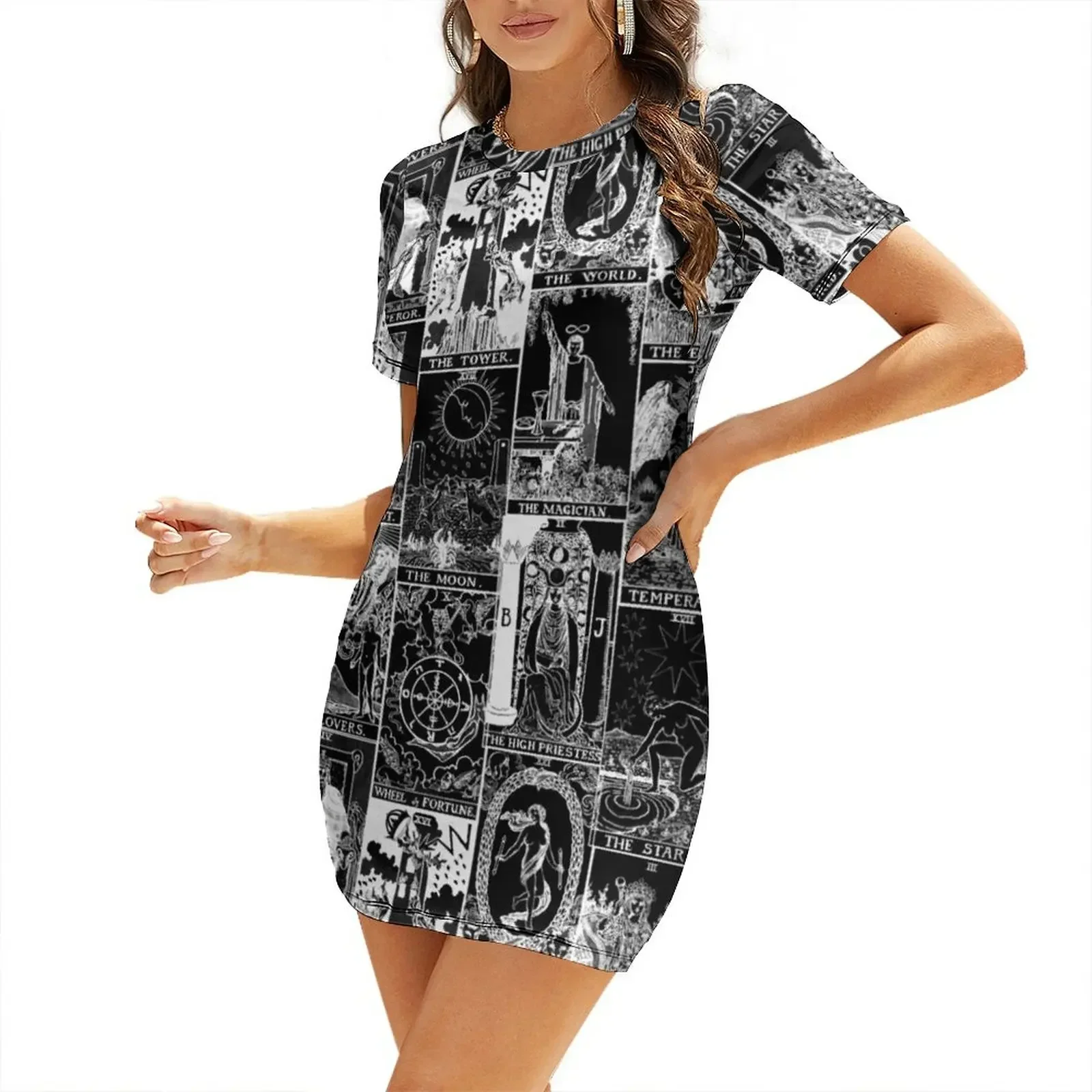 

The Major Arcana of Tarot Patchwork Short-Sleeved Dress Clothing ladies dresses for women 2026