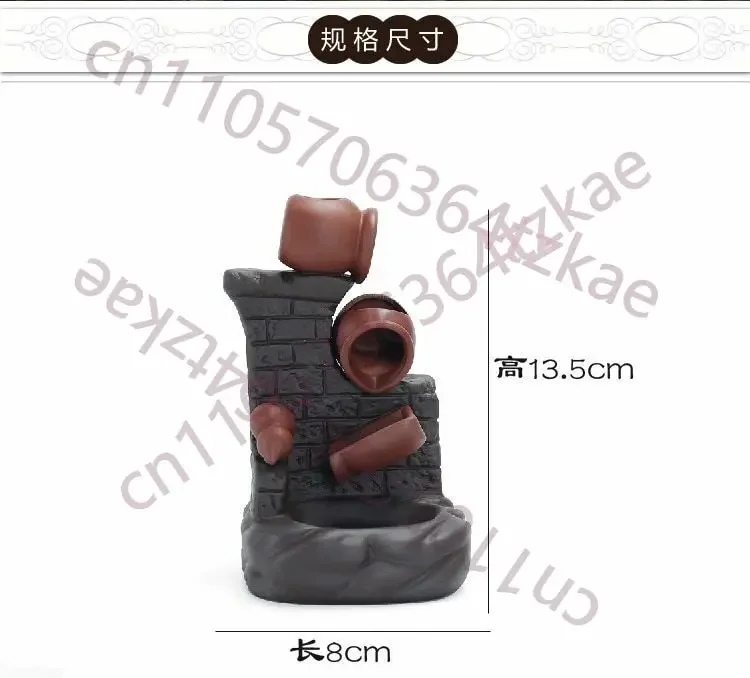 13.5cm Ceramic Backflow Waterfall Incense Burner Buddha Censer Home Decoration