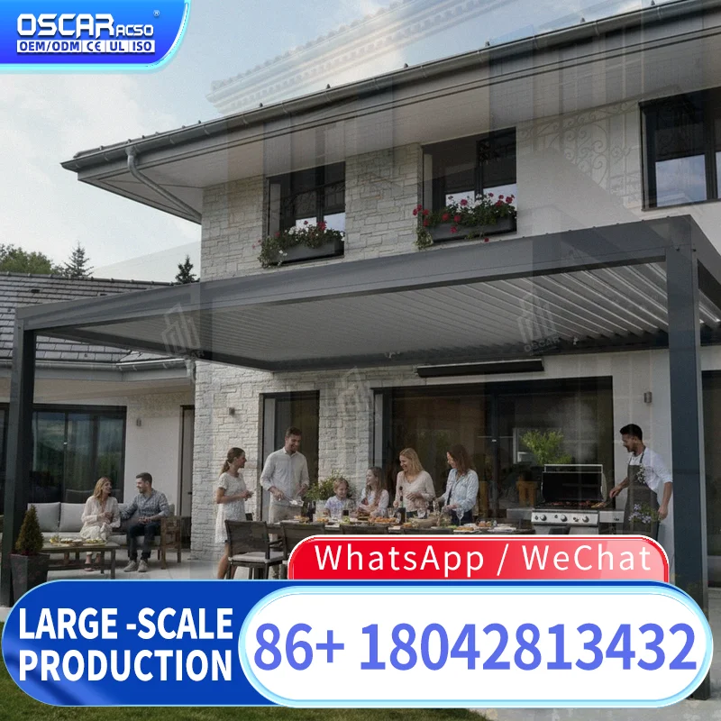 Aluminum Louvered Pergola Outdoor Waterproof Bioclimatic Motorized for Garden Patio Backyard pergola