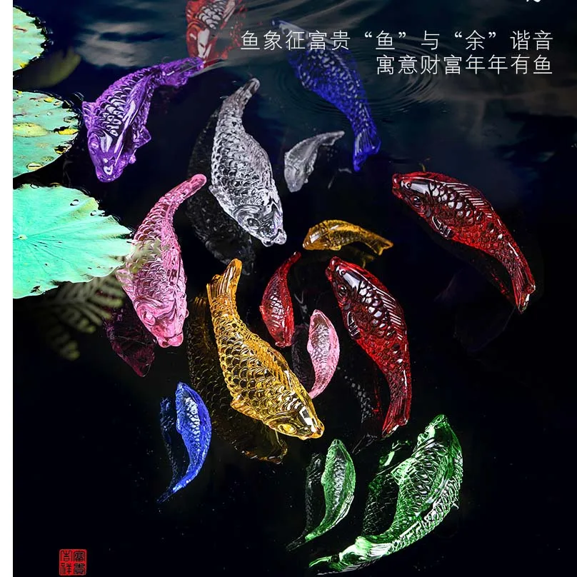 

2022 HOME Store mascot fishbowl decorative art Bring in wealth treasure Money good luck Fortune 7 color 3D crystal gold fishes