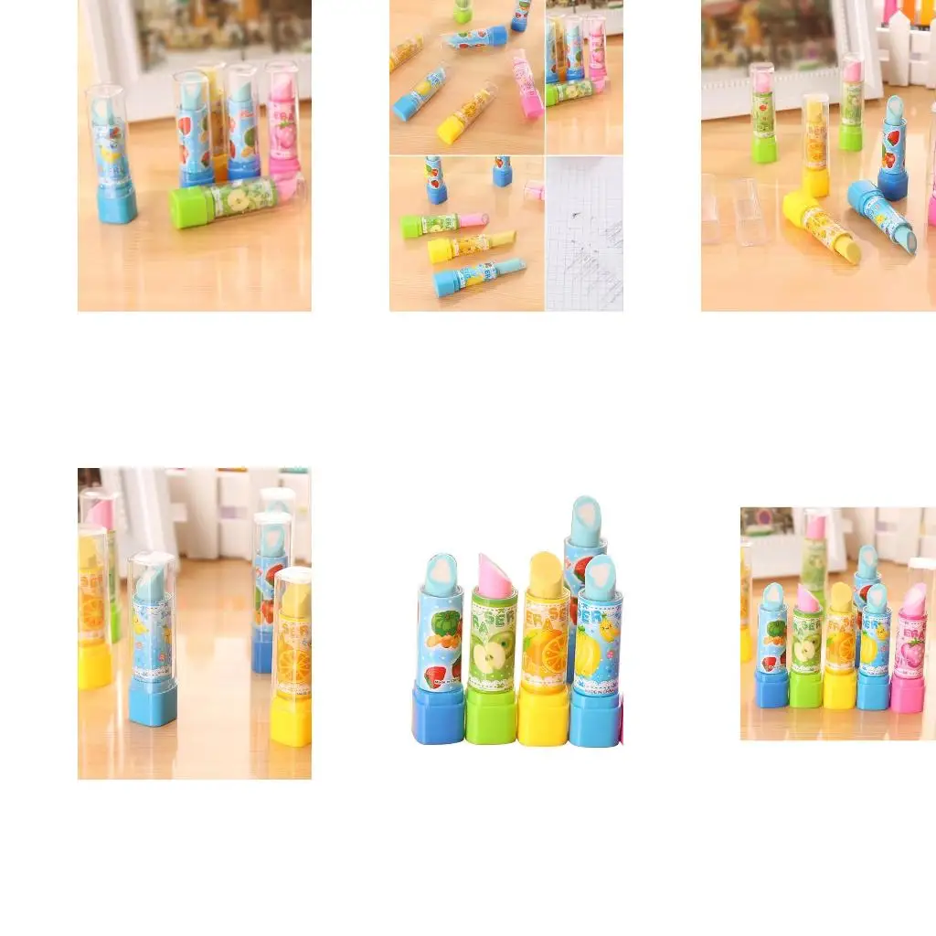 Rotatable Lipstick Rubber Erasers Fashion Fruit Erasers for Kindergarten