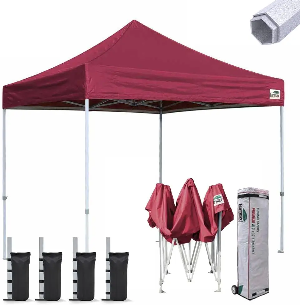 

USA Premium 10'x10' Pop up Canopy Tent Commercial Instant Canopies Shelter with Heavy Duty Wheeled Carry Bag Bonus 4 Sand Bags(B
