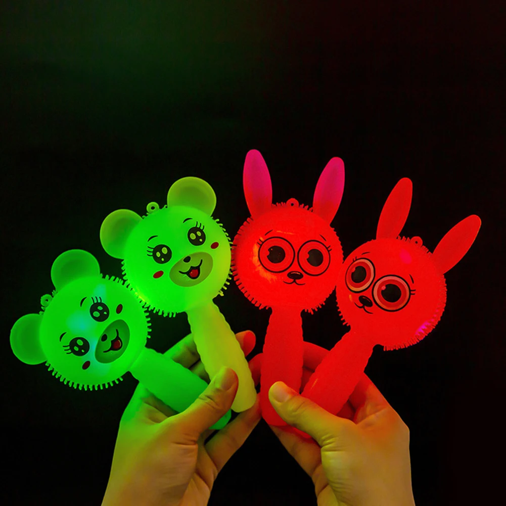 Children's Flashing Animal Toy Soft Squeeze Stress Relief Toys Baby Toys Animal Rattle Stick Adorable Flashing Light Stick