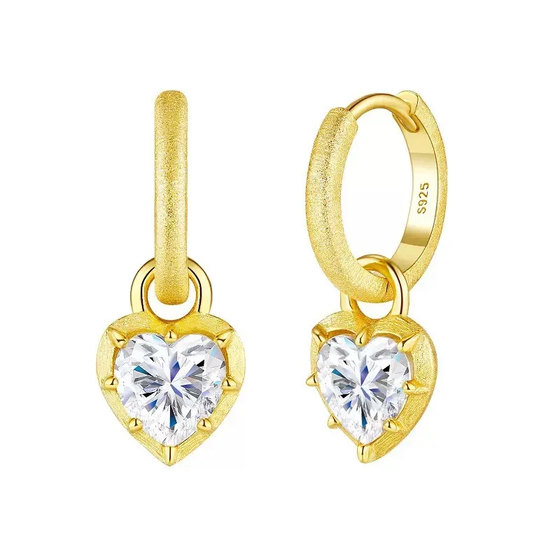

2cttw D Color Heart Moissanite Dangle Earrings 925 Sterling Silver Fine Jewelry Bling Diamond Love Drop Earrings Pass Tester