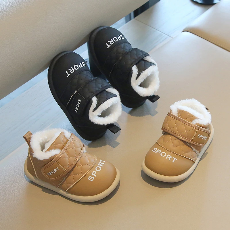 Winter Baby Boy Girl Snow Boots Children Outdoor Warm Plush Cotton Boots Toddler Soft-sole Non-slip Comfortable Cold Proof Shoes