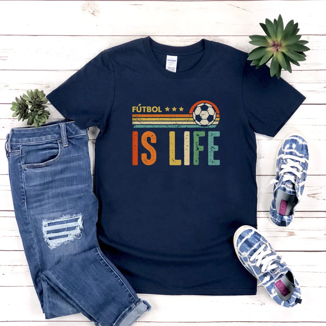 Futbol Is Life Shirts for Women or Men Soccer Funny Football Lover Vintage T-Shirt Sport Team Shirt Football Lover Tees Tops