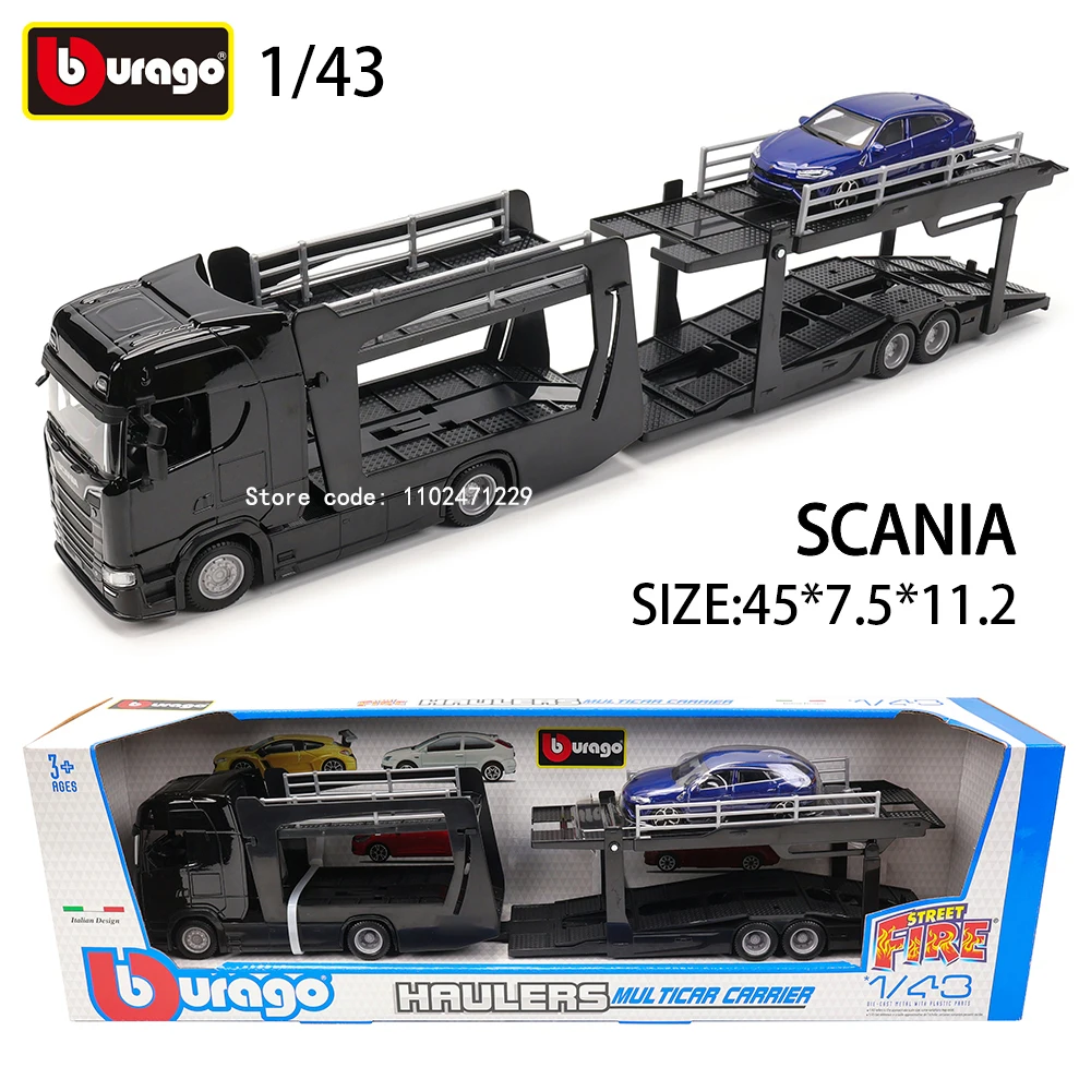 Bburago 1:43 Scania 770 S W/Lamborghini, Porsche Semi-trailer truck Alloy Luxury Vehicle Diecast Cars Model Toy Collection Gift