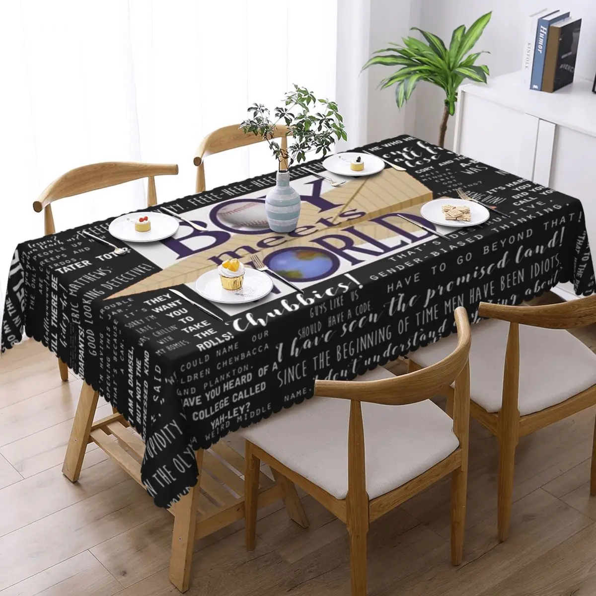 Boy Meets World Memorable Quotes Customized Rectangular Tablecloth Oilproof Table Cover for Dining Events Table Cloth