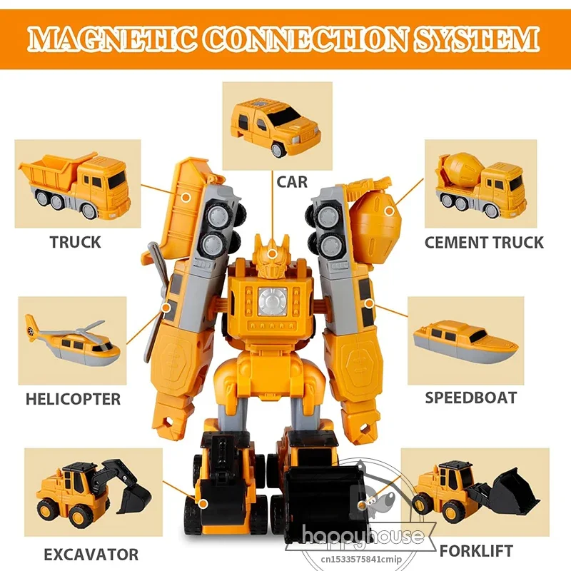 Voiture d'ingénierie à transformation magnétique, jouets assemblés pour tout-petits, blocs magnétiques pour enfants, activités, jouet de transformation de voiture Robot