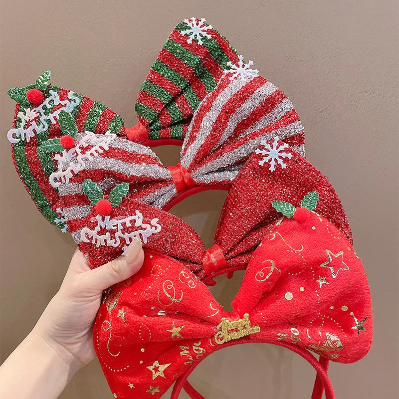 

1pcs Christmas Headbands Bow headband Reindeer Antlers Santa Design Hairband New Year Hair Accessories Xmas Gifts Photo Booth