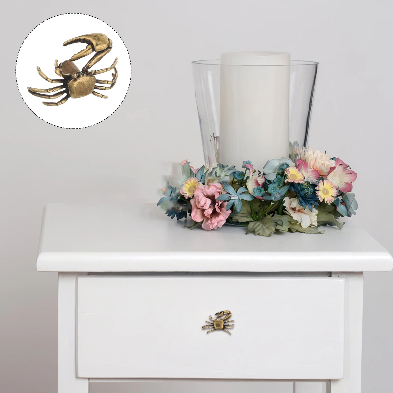 

2 Pcs Creative Crab Door Handle Brass Cabinet Knobs Hardware Closet Pull Handles Furniture